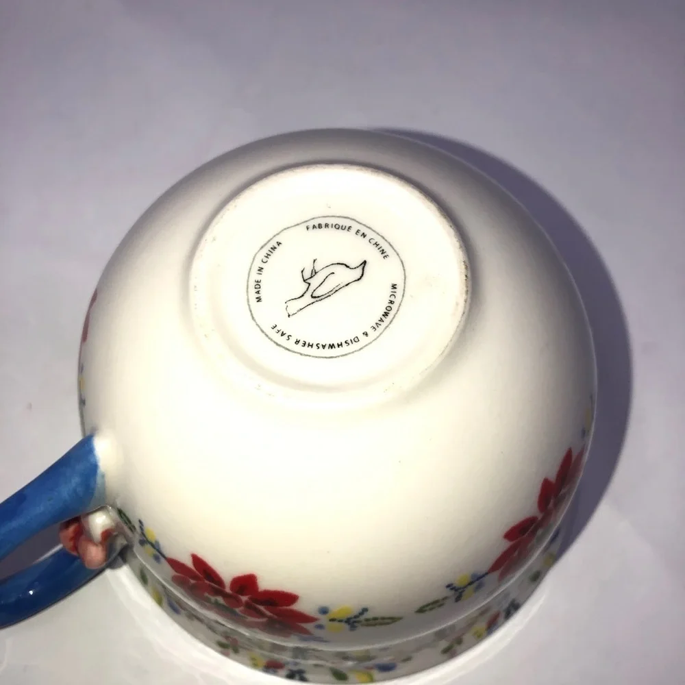 ANTHROPOLOGIE Cadiz Coffee Floral Tea Mug Cup